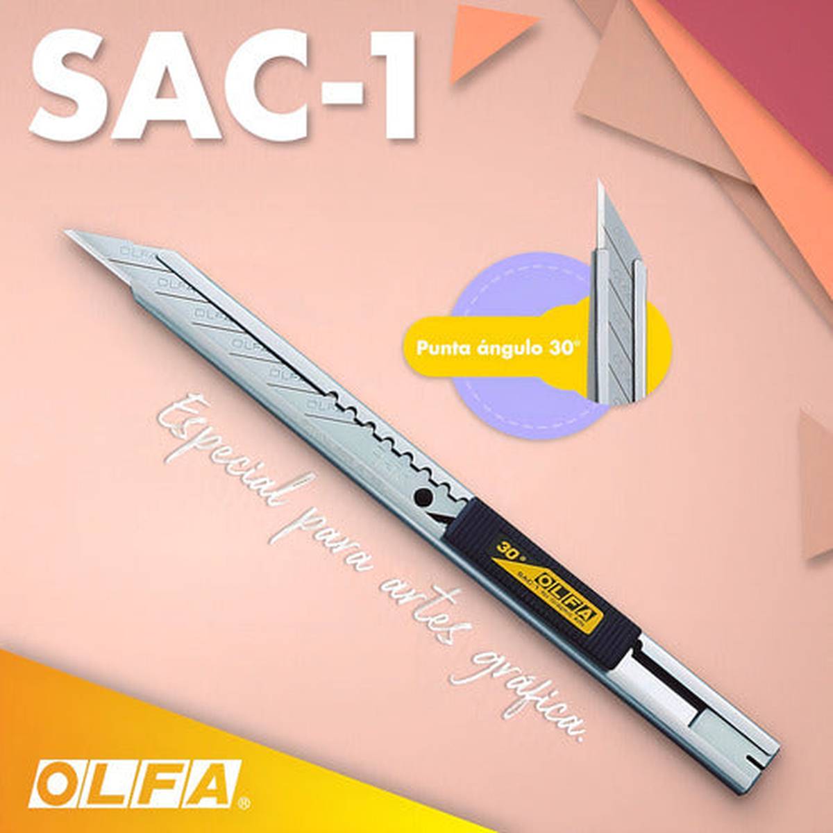 Cortador Cutter Olfa Sac-1 Angulo De 30 Mango De Acero 9 Mm
