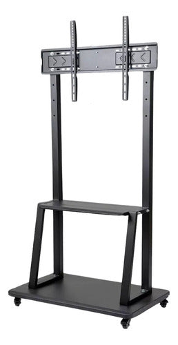 Soporte Tv Rack Movil Con Ruedas 32 A 55 Base Pedestal Stand Color Negro