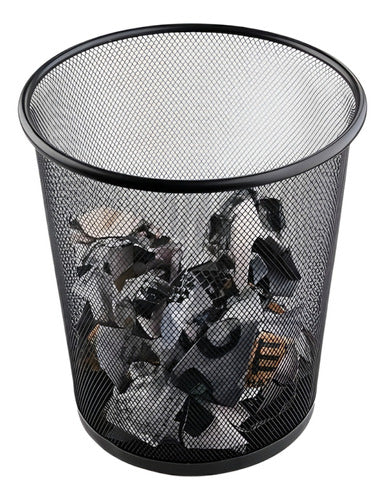 Basurero Papelera Metálico Malla Oficina Grande 33x29 Negro