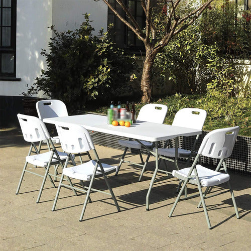 Mesa Plegable  180cz Plástico Cúbico Blanco