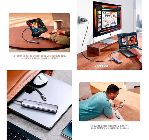 Adaptador HDMI para Mac Multipuerto USB C Hub Ipad Macbook Color Gris Oscuro - imagen 4