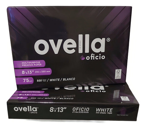 Resma De Papel Ovella Tamaño Oficio 500 Hojas Blanco 75grs