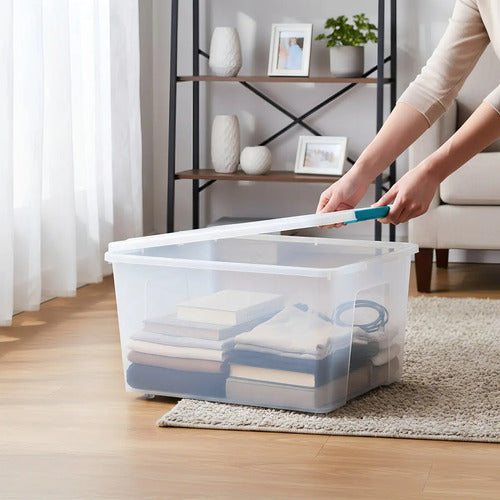Caja Organizadora Reyplast 38 Litros Transparente Con Ruedas - imagen 2