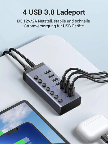 Hub USB-a 3.0 7 Puertos Energizado 3.5a Máx UGREEN Cm481 Negro - imagen 5
