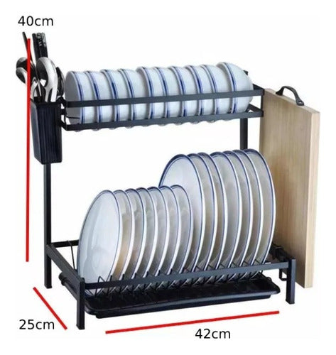 Secador Escurridor De Loza Platos 2 Niveles Con Soporte
