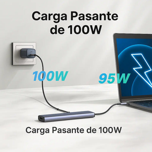 Adaptador HDMI para Mac Multipuerto USB C Hub Ipad Macbook Color Gris Oscuro - imagen 9