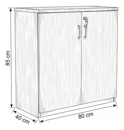 Gabinete Bajo Oficina 85x80x40 Cm 2 Repisas Cerezo - imagen 4