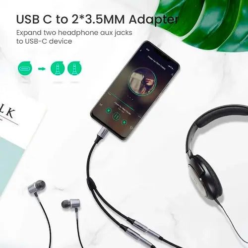 Adaptador Divisor USB C a 3.5mm Jack Cable Nylon UGREEN - imagen 3