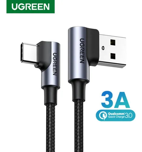 Cable Curvo Usb-a/usb-c 3a Max Trenzado 2m Negro Ugreen Us17 Cable Ugreen Usb A A Usb C 2m - 20857