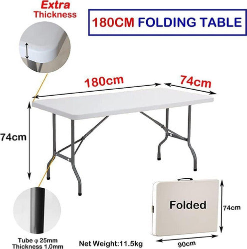 Mesa Plegable  180cz Plástico Cúbico Blanco
