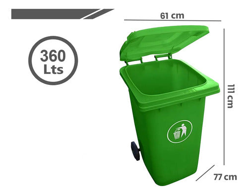 Contenedor De Basura Plástico Basurero 360 Litros