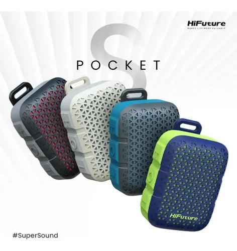 Parlante Inalámbrico Portátil Hifuture Pocket S C/clip Gris Verde Claro