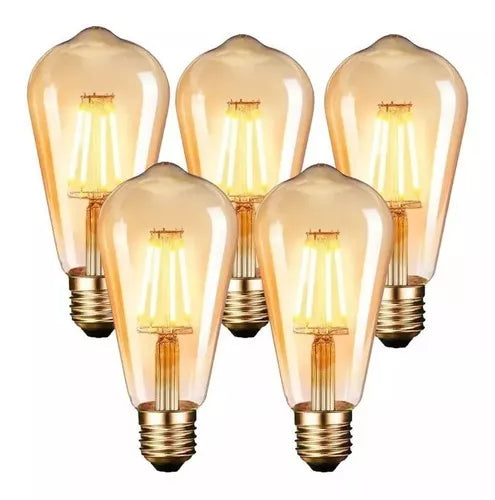 Pack 5 Ampolletas Vintage Led Soquete E27 Luces Vintage Calida