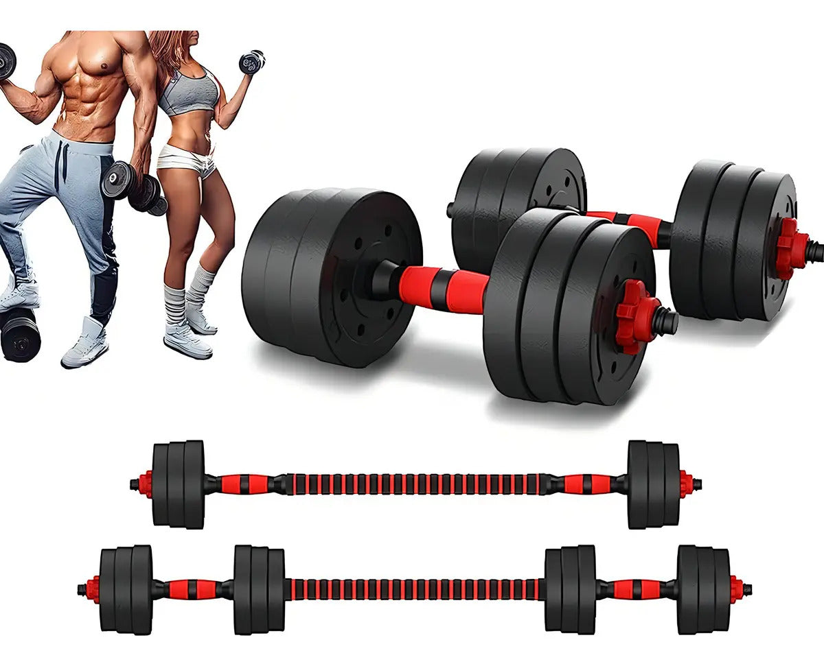Set Mancuernas 20 Kilos Con Barra De Conexion