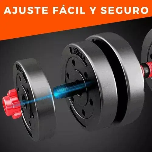 Set Mancuernas 20 Kilos Con Barra De Conexion