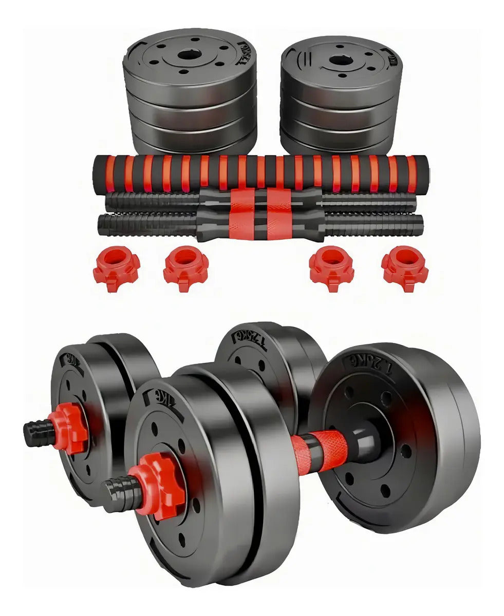 Set Mancuernas 20 Kilos Con Barra De Conexion