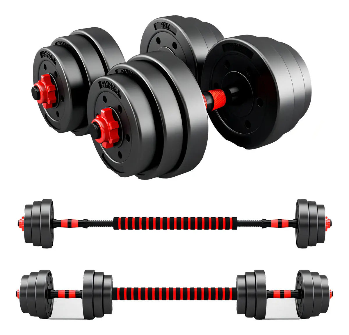 Set Mancuernas 20 Kilos Con Barra De Conexion
