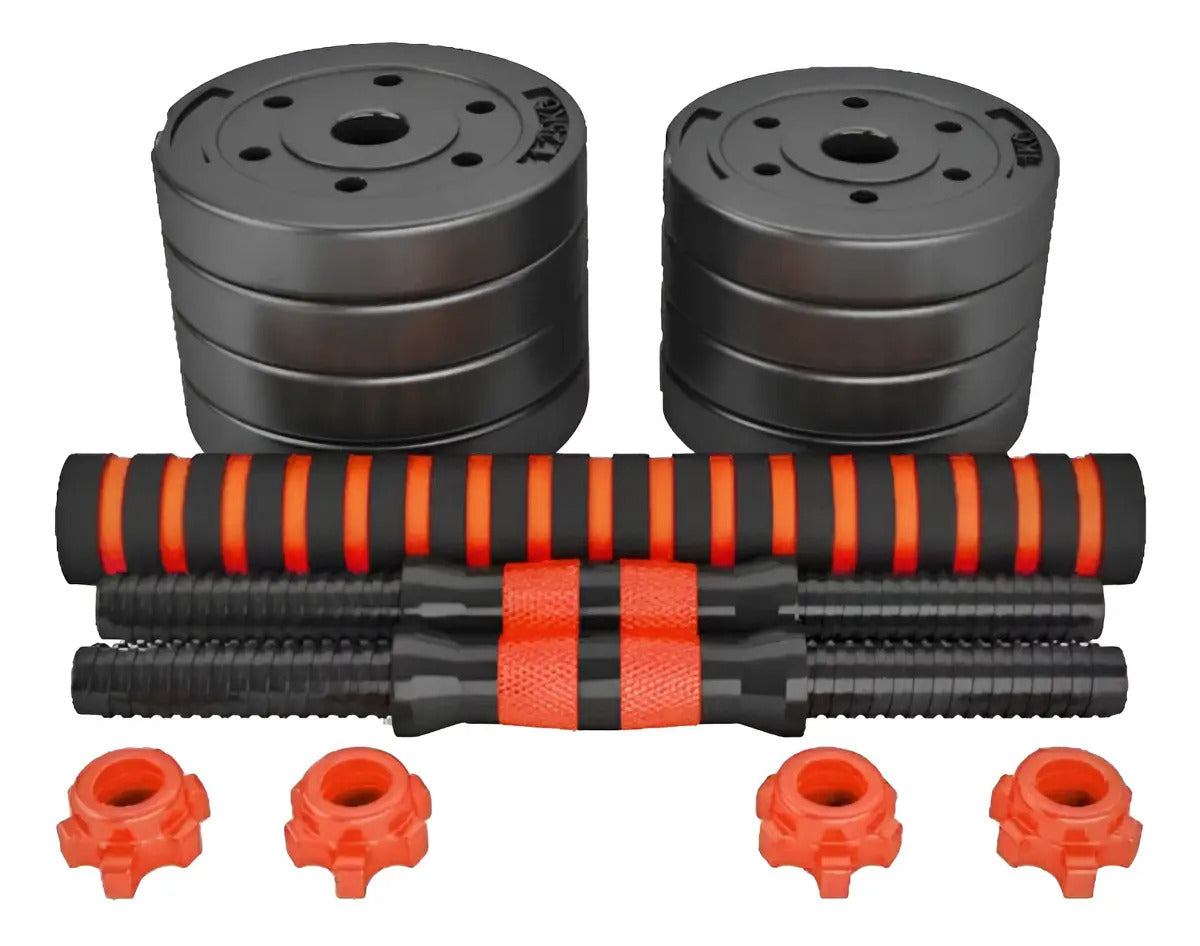 Set Mancuernas 20 Kilos Con Barra De Conexion