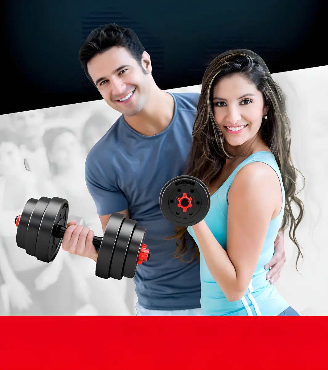 Set Mancuernas 20 Kilos Con Barra De Conexion