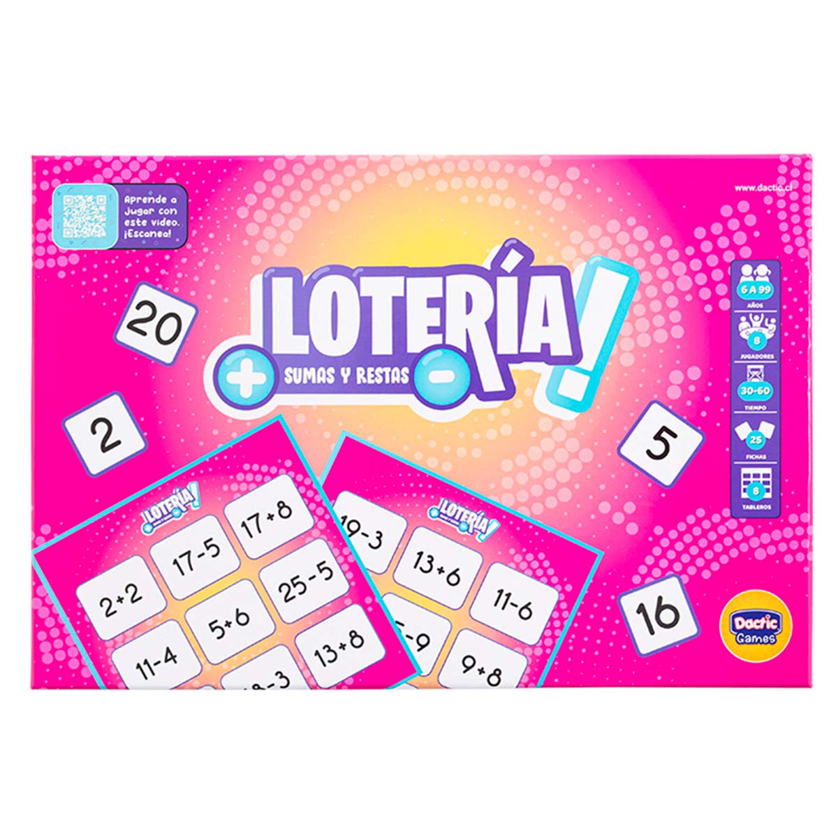 Juego De Mesa. Lotería Sumas Y Restas