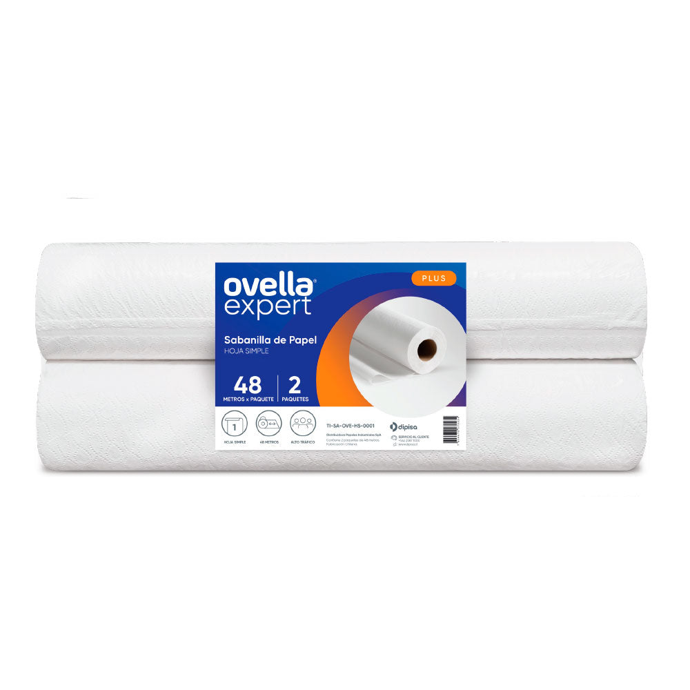 Sabanilla Blanca Papel Desechable Ovella - Pack 2x48 Mts