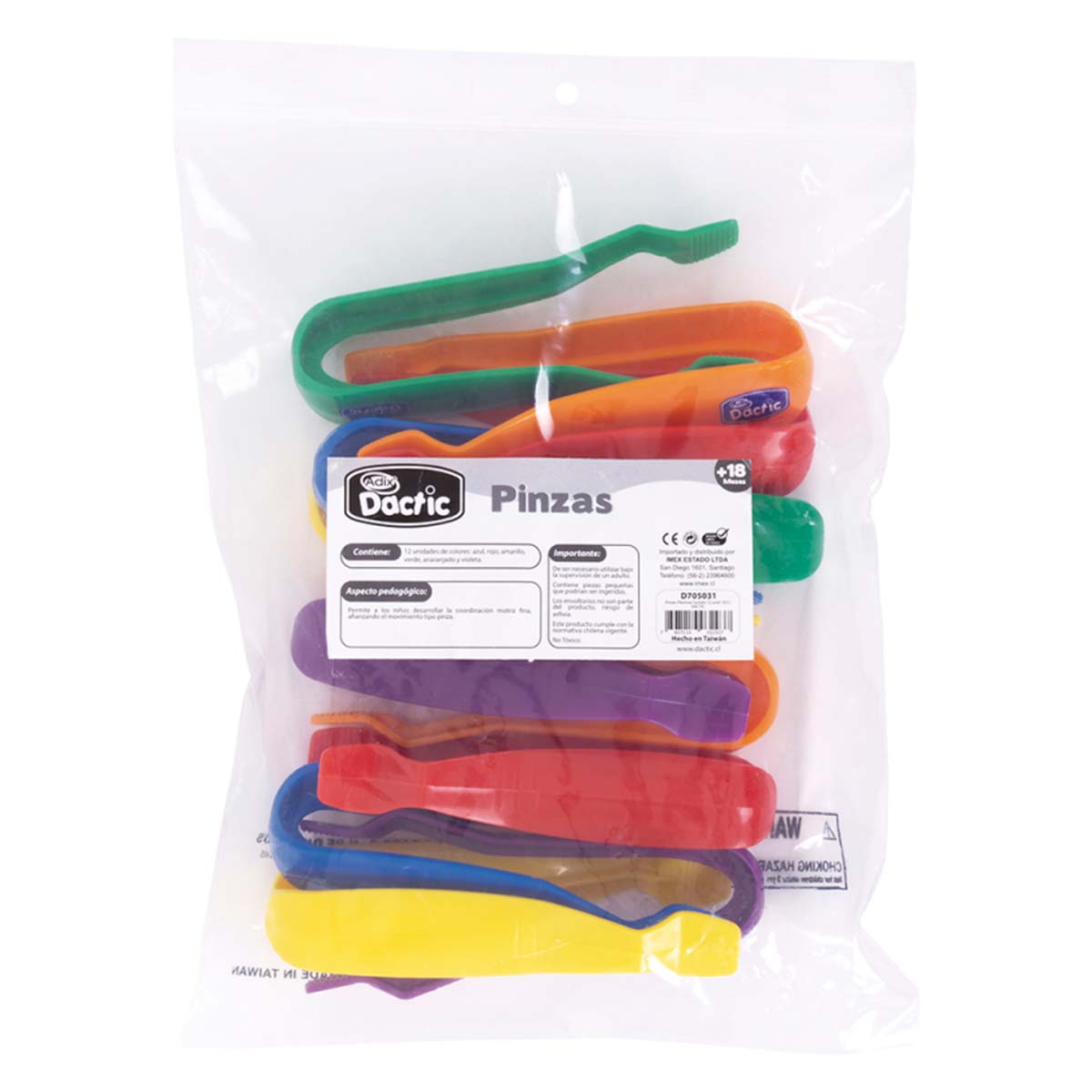 Set De 12 Pinzas Plásticas Para Desarrollo Motricidad Fina