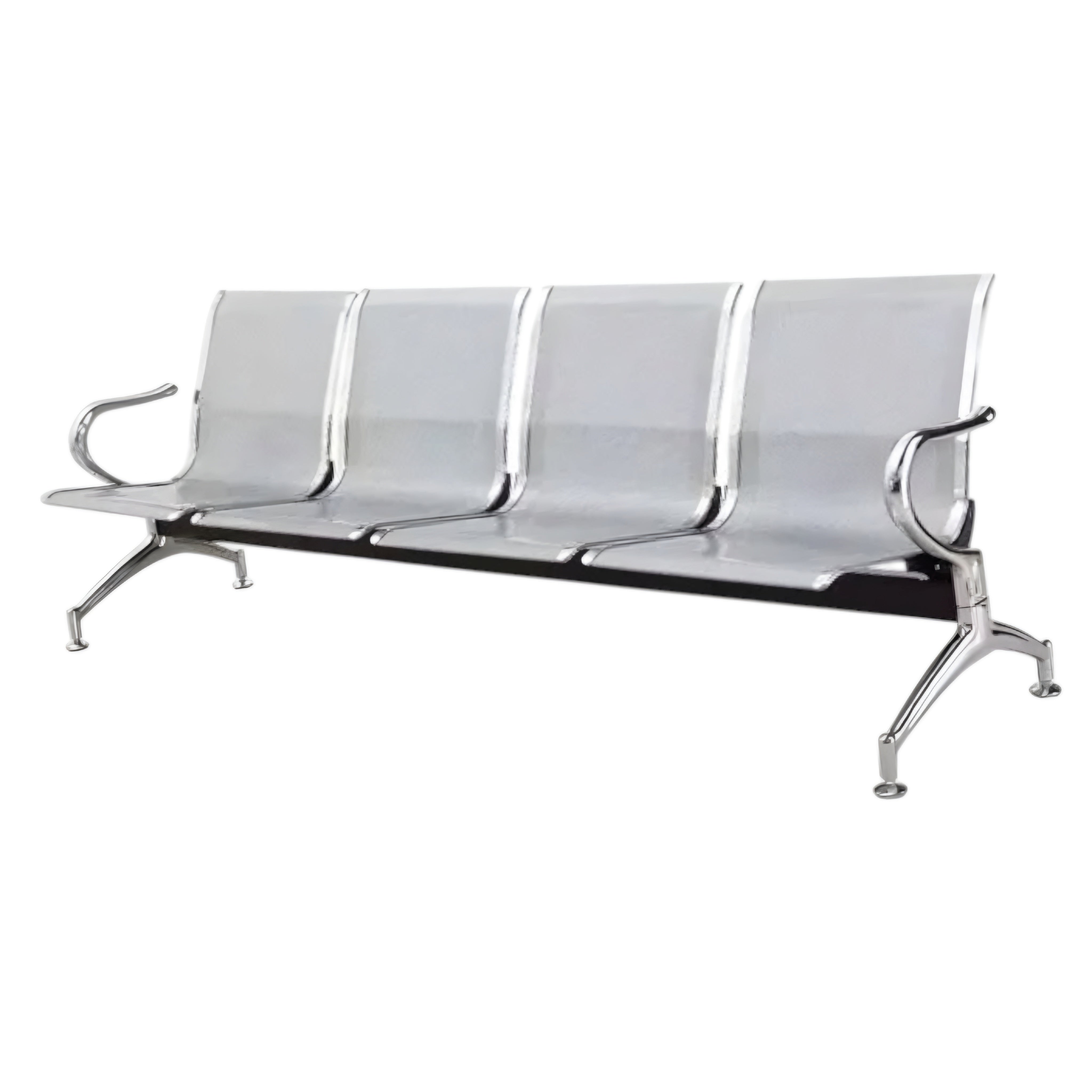 Banqueta Silla Sala Espera Metálica Cromada 4 Cuerpos