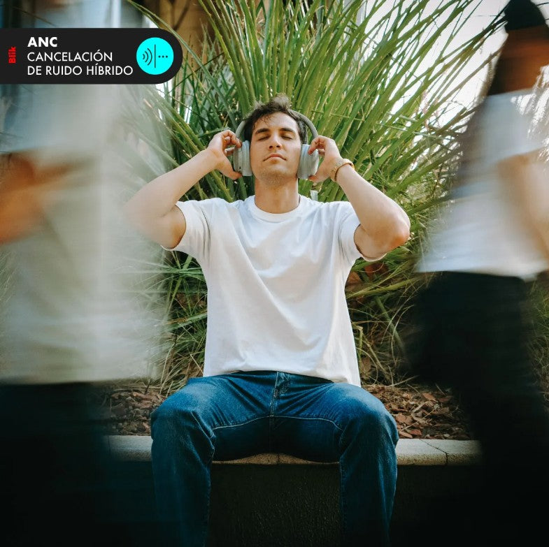 Audífonos Bluetooth Blik Soul900 Cancelación De Ruido 60hrs Gris Gris