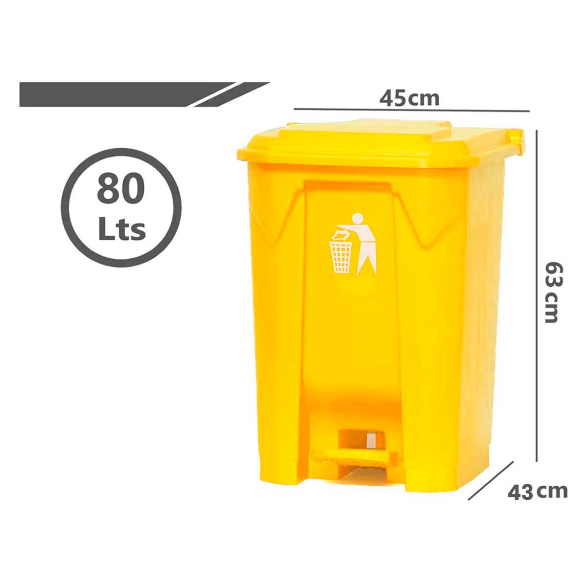 Cubo De Basura Basurero Con Pedal Contenedor 80 Litros