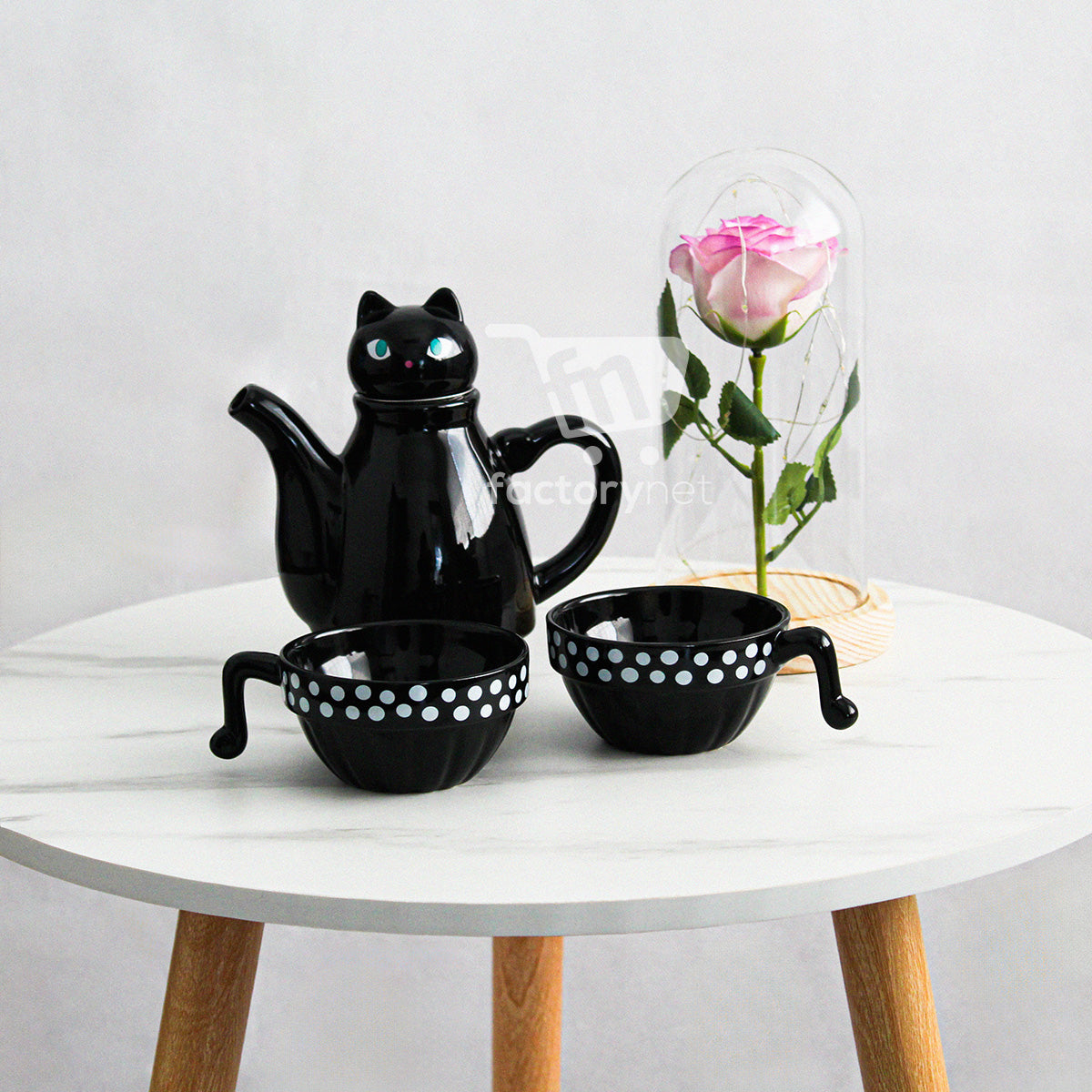Set Tetera Gato Infusor + 2 Tazas Mug Gatos