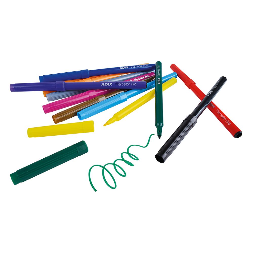 Set 12 Lápices Marcadores Finos Colores Adix