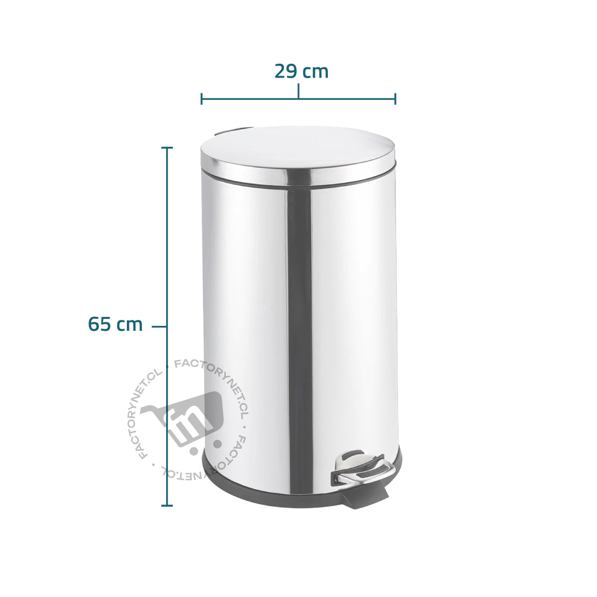 Basurero Papelero Pedal 30 Lts Acero Inoxidable