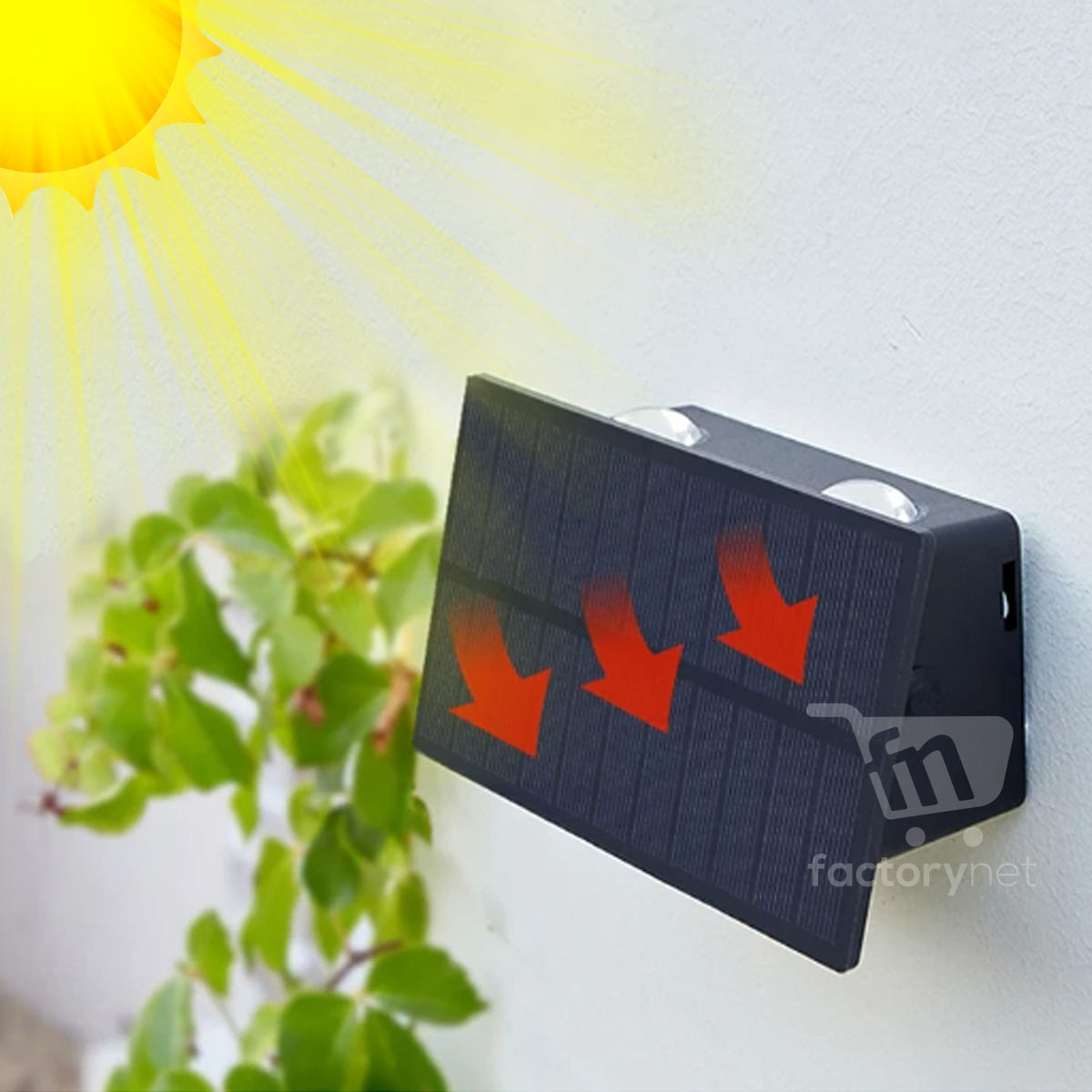 Aplique Solar 4 Led Muro Exterior Patio Jardin Solar