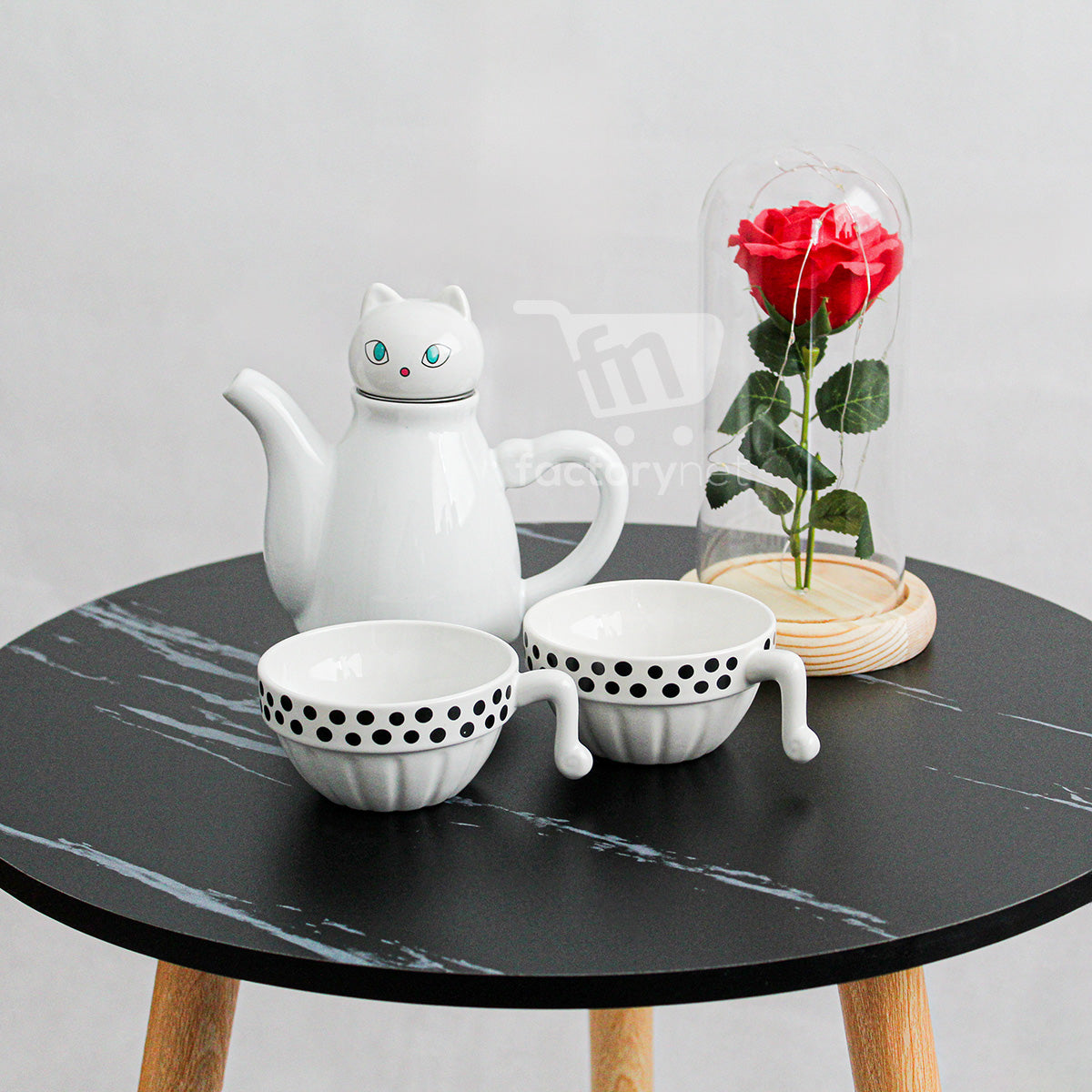 Set Tetera Gato Infusor + 2 Tazas Mug Gatos