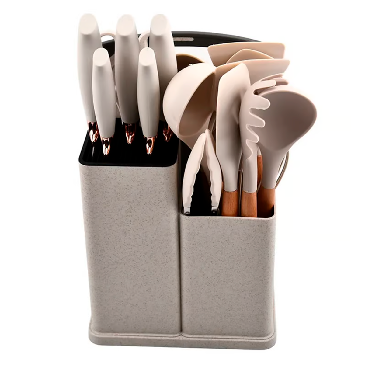 Set 19 Utensilios De Cocina De Acero Inoxidable Y Silicona