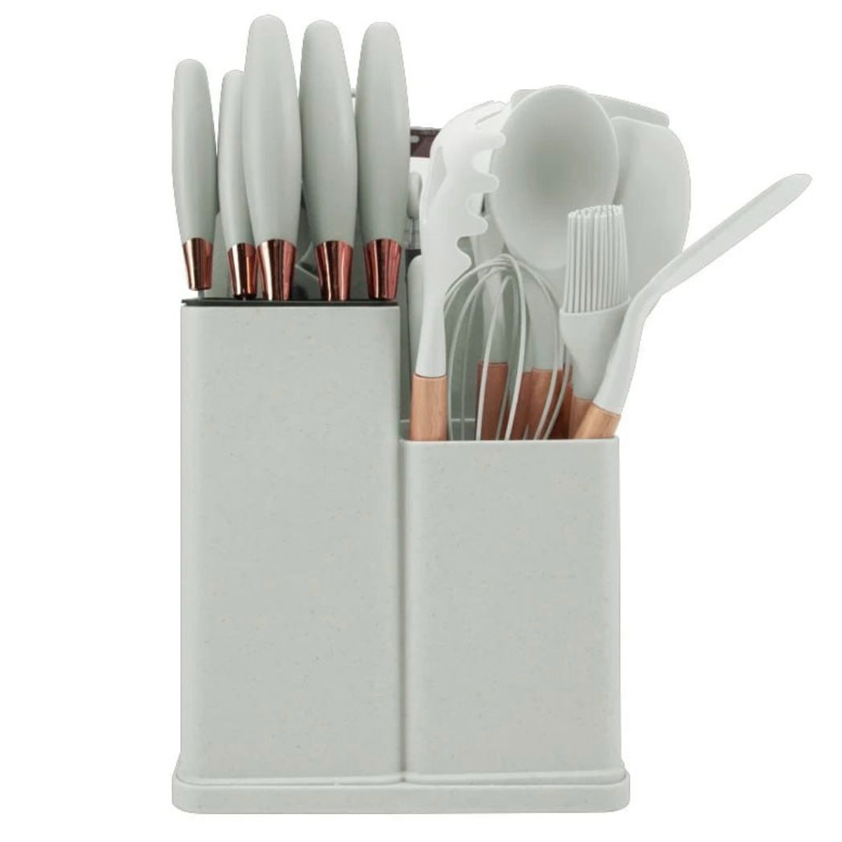 Set 19 Utensilios De Cocina De Acero Inoxidable Y Silicona