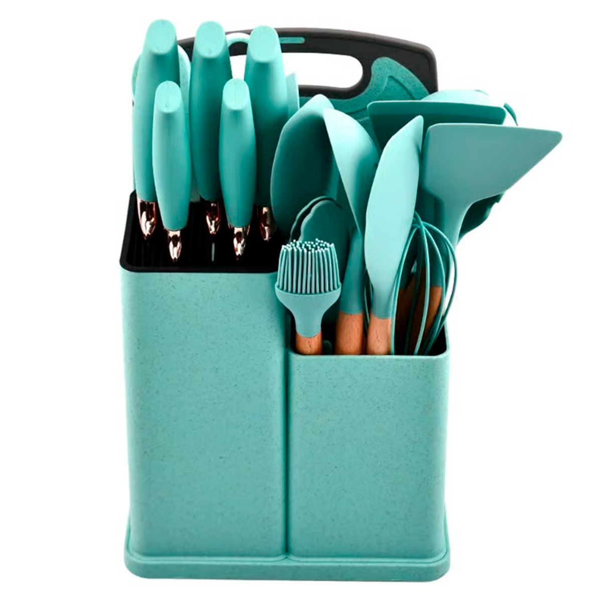 Set 19 Utensilios De Cocina De Acero Inoxidable Y Silicona
