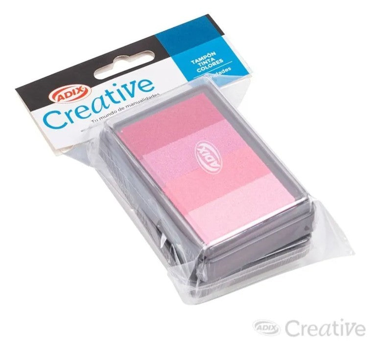 Tampón Tinta Colores Adix Rosado Verde 4 Tonos Manualidades