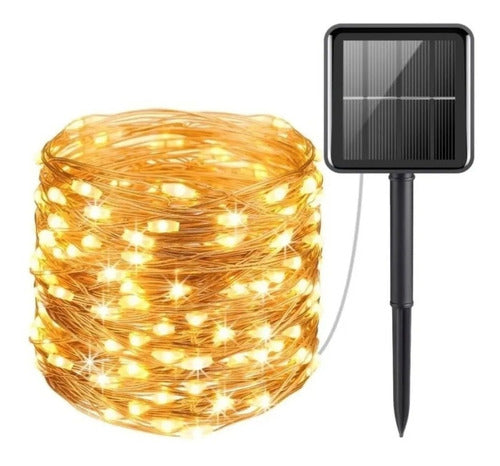 Guirnalda 200 Led Alambre Hada Led Boda 20mts Calido Solar