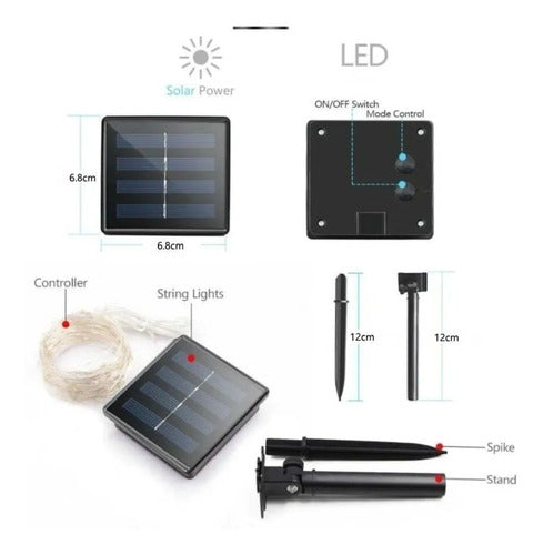 Guirnalda 200 Led Alambre Hada Led Boda 20mts Calido Solar