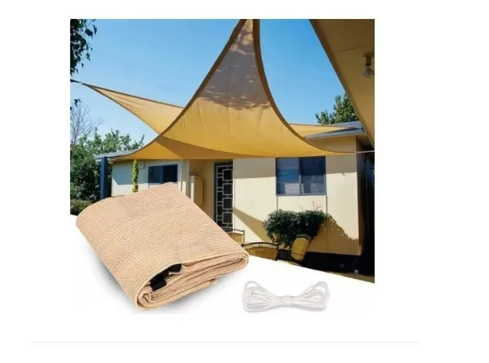 Toldo Vela Triangular 3.5 X 3.5 X 3.5 Mts Sombra Beige