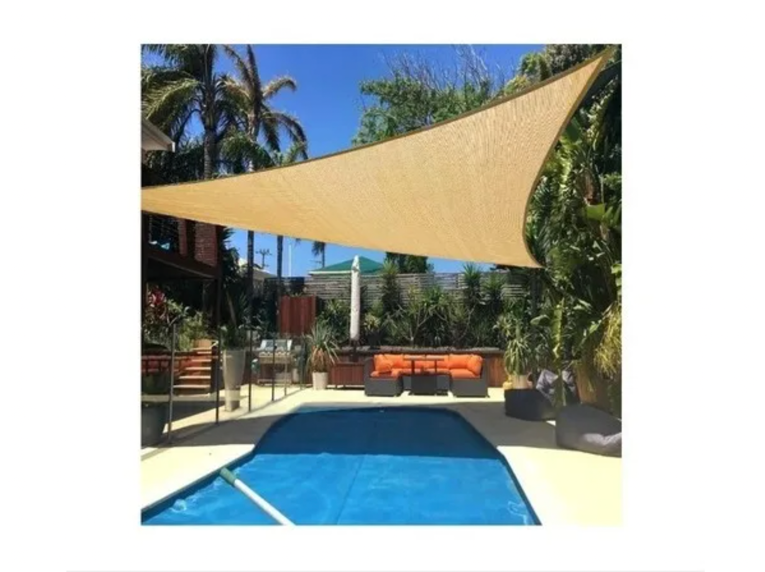 Toldo Vela Triangular 3.5 X 3.5 X 3.5 Mts Sombra Beige