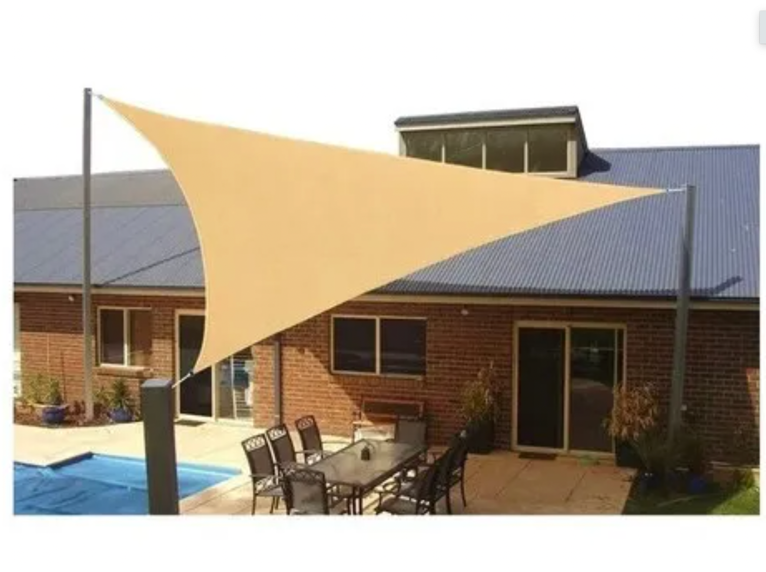 Toldo Vela Triangular 3.5 X 3.5 X 3.5 Mts Sombra Beige