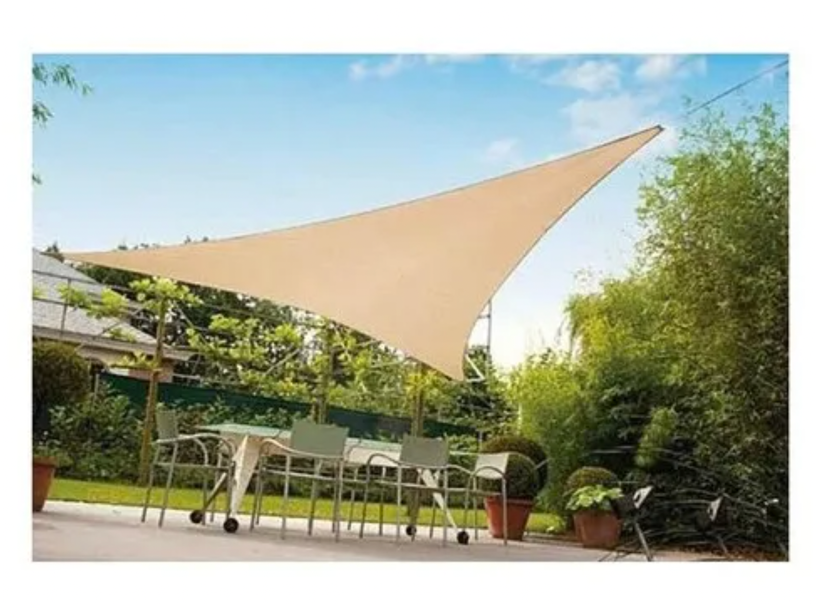 Toldo Vela Triangular 3.5 X 3.5 X 3.5 Mts Sombra Beige