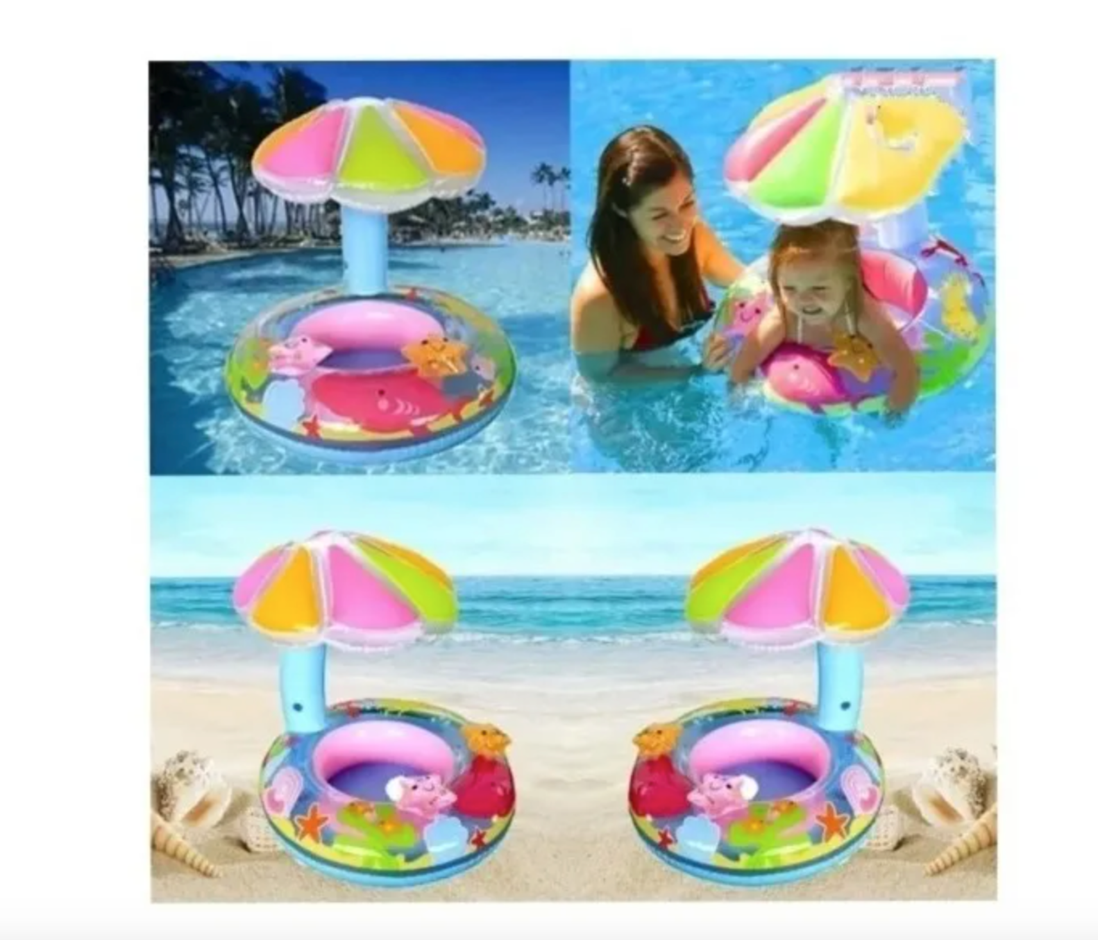 Flotador Con Sombrilla Para Bebés - Aro De Piscina Ajustable, Protección Solar, Ideal Para Niños De 1 A 4 Años Flotador Con Sombrilla Para Bebés - Aro De Piscina Ajustable, Protección Solar, Ideal Para Niños De 1 A 4 Años