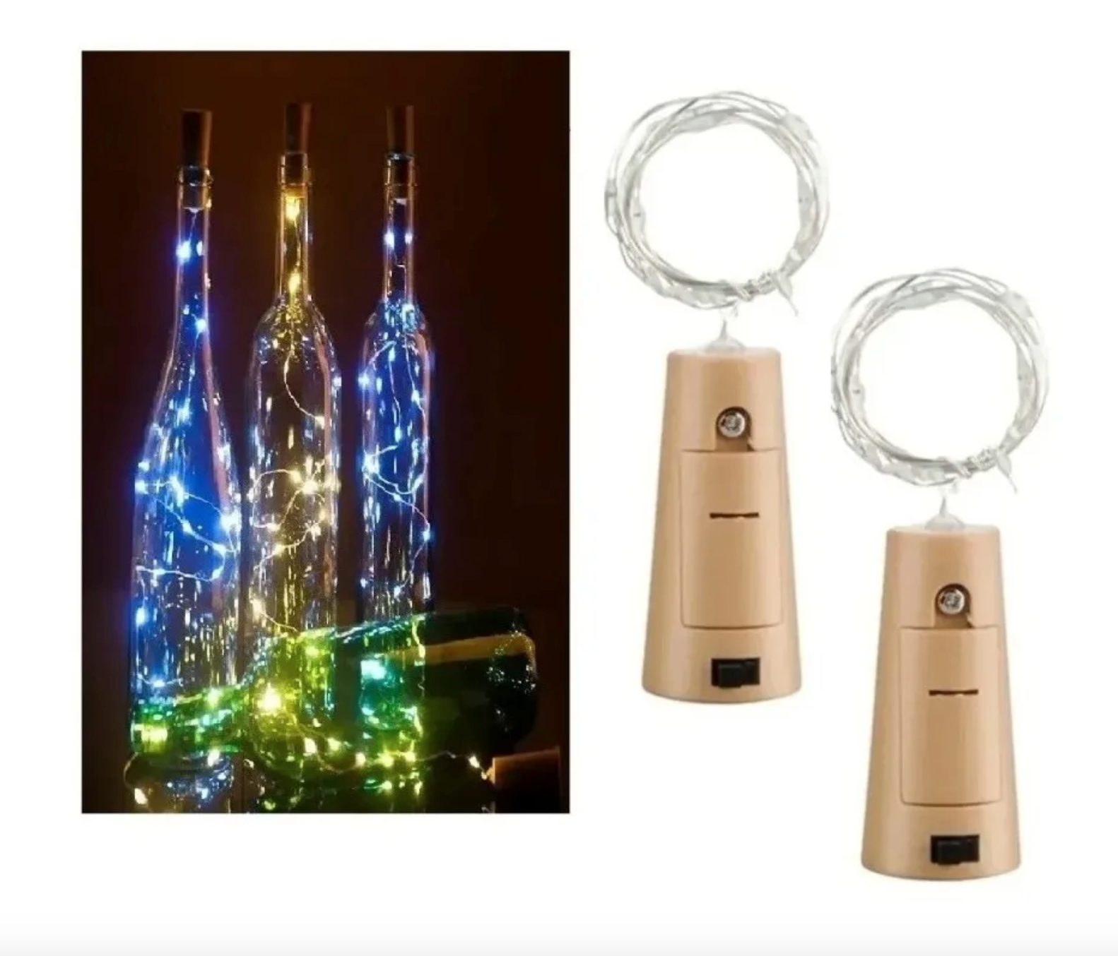 Pack 2 Luces Corcho Hada Alambre Micro Led Boda Deco