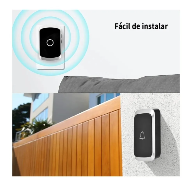 Timbre Inalámbrico Exterior Portátil Puertas Timbre Portero