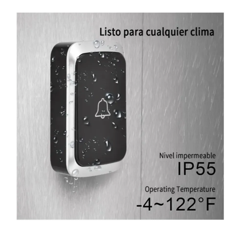 Timbre Inalámbrico Exterior Portátil Puertas Timbre Portero