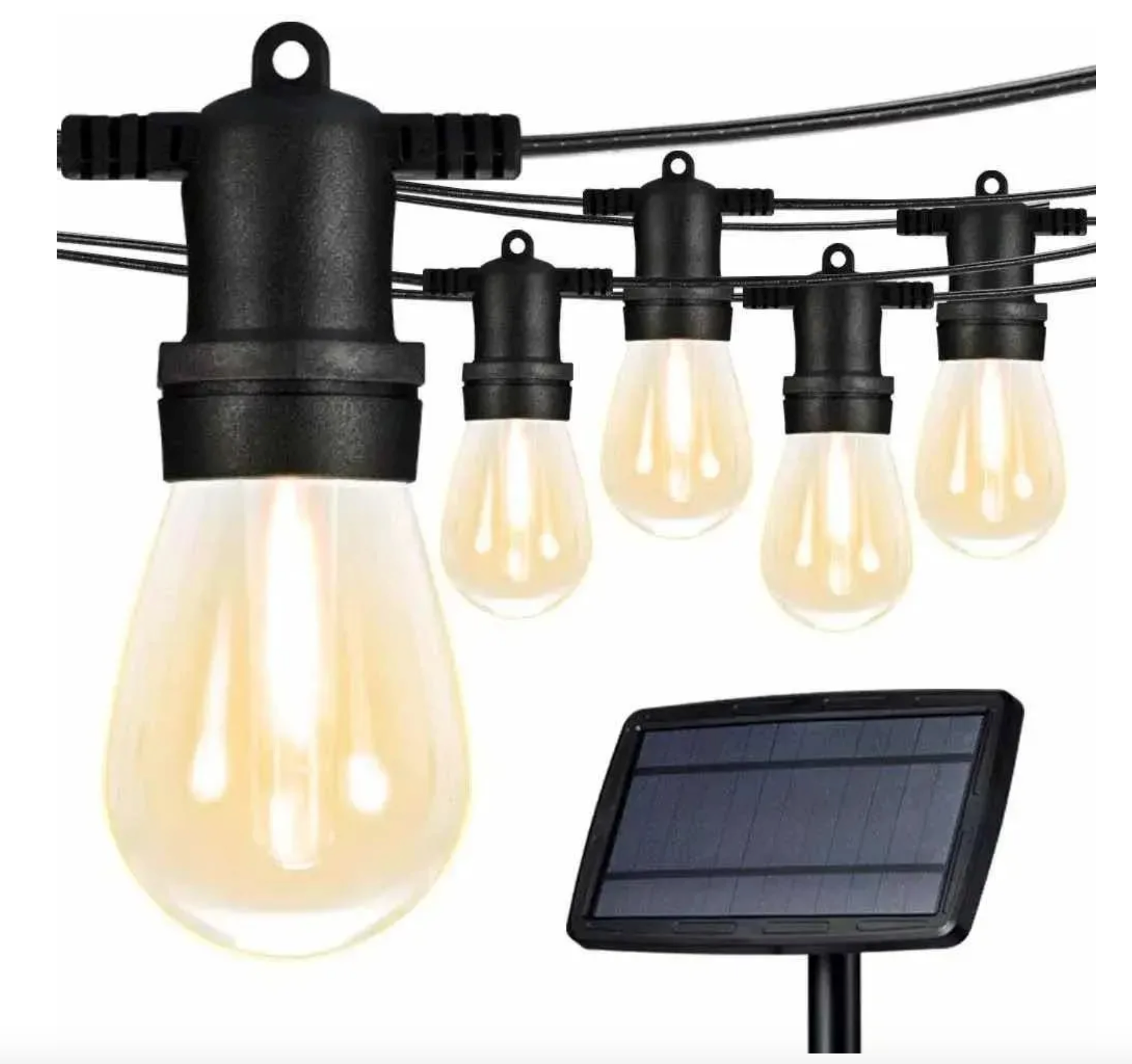 Guirnalda Solar Led 10 Metros Panel Con 10 Ampolletas Led