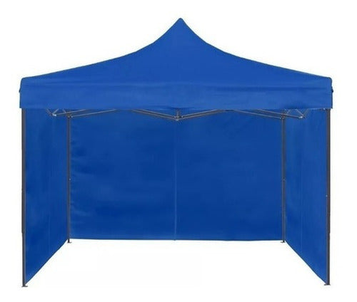 Toldo Plegable Pared Azul 3x3 + Pared Laterales